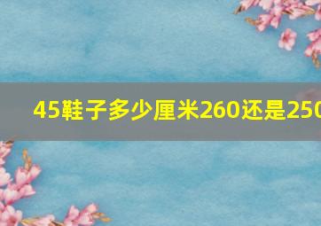 45鞋子多少厘米260还是250