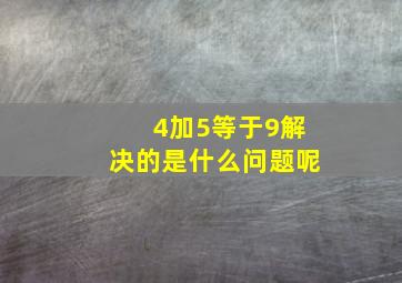 4加5等于9解决的是什么问题呢