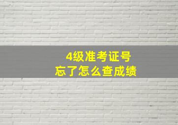 4级准考证号忘了怎么查成绩