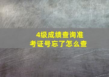 4级成绩查询准考证号忘了怎么查