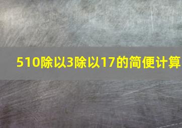 510除以3除以17的简便计算