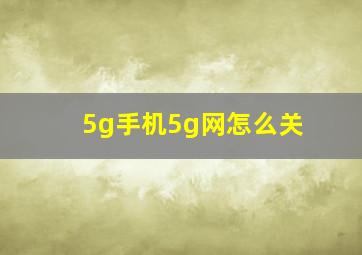 5g手机5g网怎么关