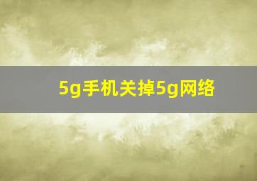 5g手机关掉5g网络