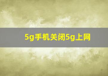 5g手机关闭5g上网