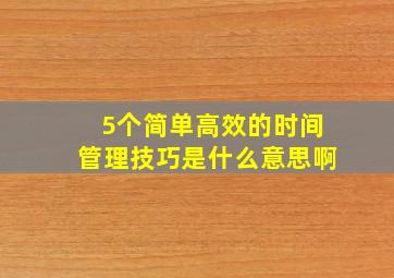 5个简单高效的时间管理技巧是什么意思啊