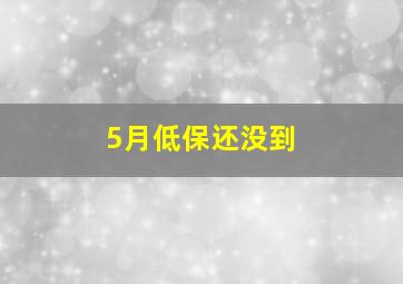 5月低保还没到