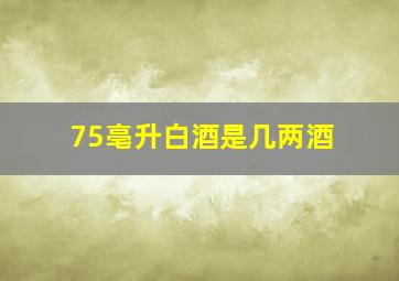 75亳升白酒是几两酒