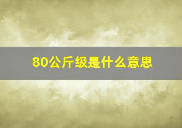 80公斤级是什么意思