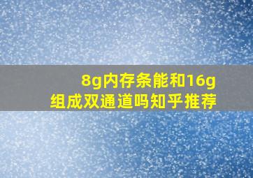 8g内存条能和16g组成双通道吗知乎推荐