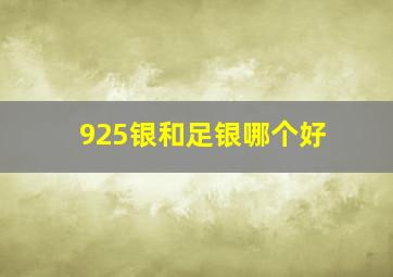 925银和足银哪个好