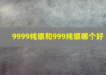 9999纯银和999纯银哪个好