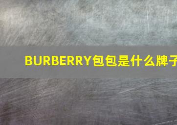 BURBERRY包包是什么牌子