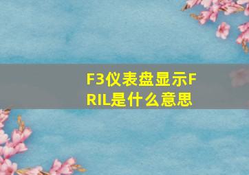 F3仪表盘显示FRIL是什么意思