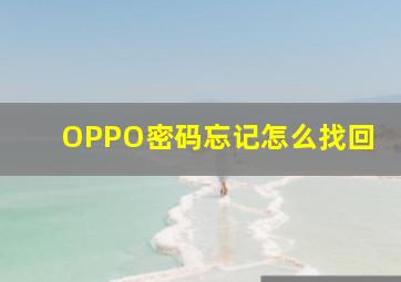 OPPO密码忘记怎么找回