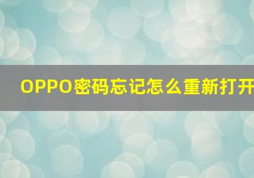 OPPO密码忘记怎么重新打开