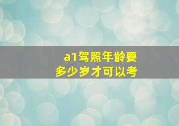 a1驾照年龄要多少岁才可以考