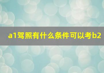 a1驾照有什么条件可以考b2