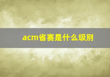 acm省赛是什么级别