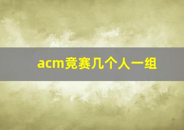 acm竞赛几个人一组