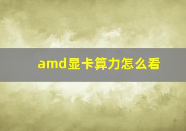 amd显卡算力怎么看