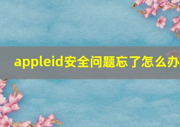 appleid安全问题忘了怎么办