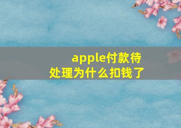 apple付款待处理为什么扣钱了