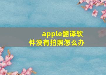 apple翻译软件没有拍照怎么办