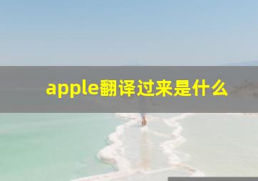 apple翻译过来是什么