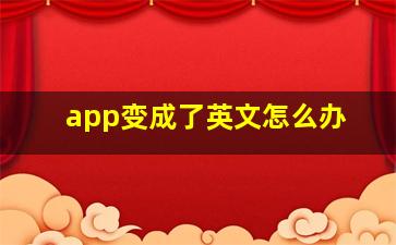 app变成了英文怎么办