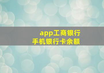 app工商银行手机银行卡余额