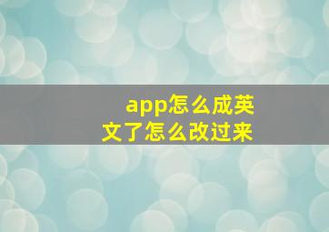 app怎么成英文了怎么改过来