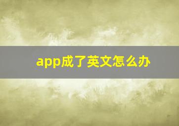 app成了英文怎么办