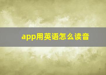 app用英语怎么读音