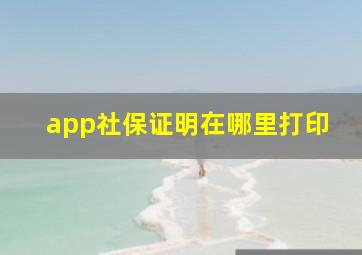 app社保证明在哪里打印