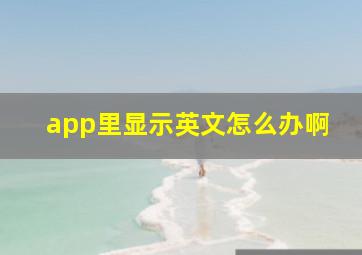 app里显示英文怎么办啊