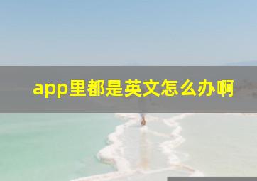 app里都是英文怎么办啊