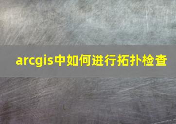 arcgis中如何进行拓扑检查