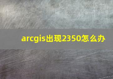 arcgis出现2350怎么办