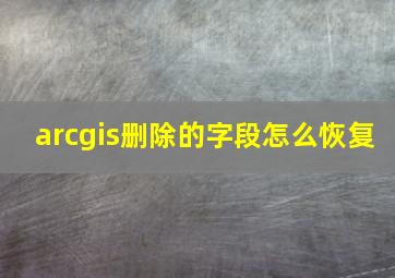 arcgis删除的字段怎么恢复