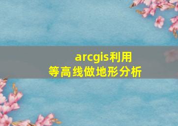 arcgis利用等高线做地形分析