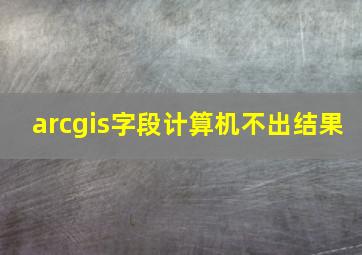 arcgis字段计算机不出结果