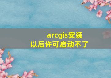 arcgis安装以后许可启动不了