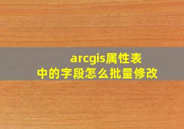 arcgis属性表中的字段怎么批量修改