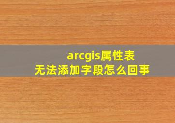 arcgis属性表无法添加字段怎么回事