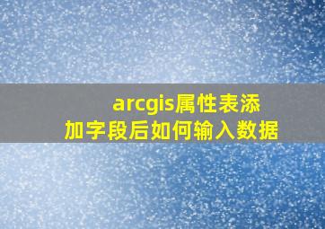 arcgis属性表添加字段后如何输入数据