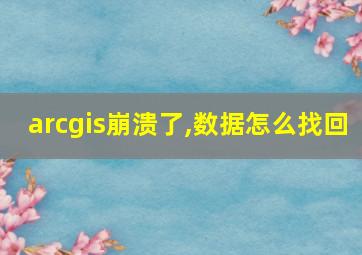 arcgis崩溃了,数据怎么找回