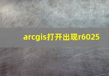 arcgis打开出现r6025