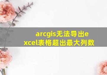 arcgis无法导出excel表格超出最大列数