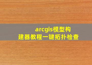 arcgis模型构建器教程一键拓扑检查