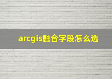 arcgis融合字段怎么选